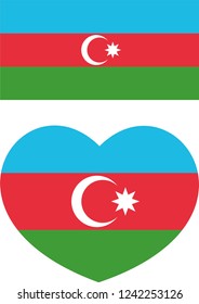 Azerbaijan Flag in a heart shape vector, language course, language school, day, celebration, world flags for education, sticker, eps 10