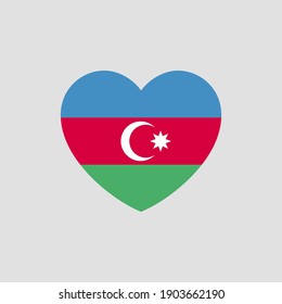 Bandera de Azerbaiyán en forma de corazón vector Amar Azerbaiyán