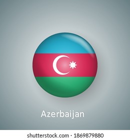 Azerbaijan flag icon circle 3d gradient isolated