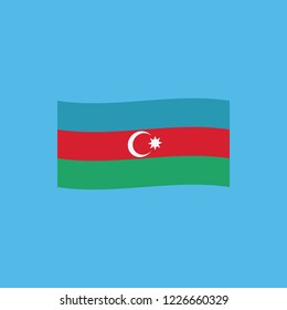 Azerbaijan flag icon in flat design. Independence day or National day holiday concept.