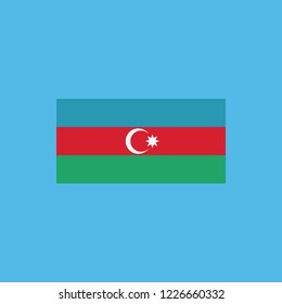 Azerbaijan flag icon in flat design. Independence day or National day holiday concept.