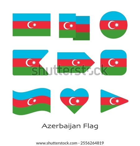 Azerbaijan flag icon set isolated on white background. Vector Illustration.