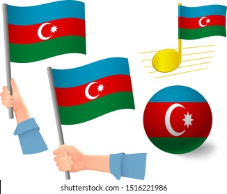 Azerbaijan flag icon set. National flag of Azerbaijan vector illustration