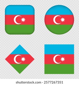 Azerbaijan Flag Icons Pack. Vector illustration.