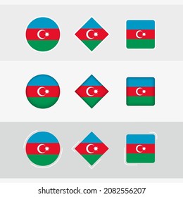 Azerbaijan flag icons set, vector flag of Azerbaijan. Three versions of icon.