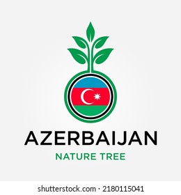 Bandera de Azerbaiyán icono del logo de la hoja, símbolo del logo de la nación natural, plantilla vectorial, logo de la nación arbolada
