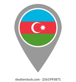 Azerbaijan flag location pin, flag application, Flag on Location Pin, graphic design, map pointer, vector illustration.