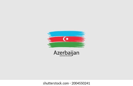 Azerbaijan flag made in brush stroke background