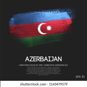 Azerbaijan Flag Made of Glitter Sparkle Brush Paint Vector