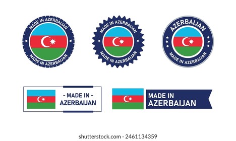 Azerbaijan flag, Made in azerbaijan. Tag, Seal, Stamp, Flag, Icon vector