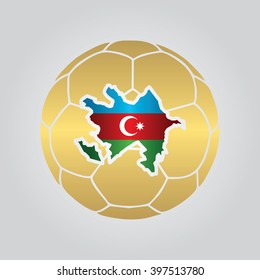 Azerbaijan flag and map on soccer ball