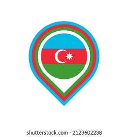icono del pin del mapa de la bandera de azerbaiyán. aislado en fondo blanco