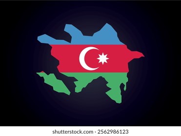 Azerbaijan flag and map vector.