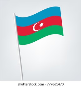 Azerbaijan Flag with Metal Pole. Vector illustration,Flag of Azerbaijan, Azerbaijan Icon vector illustration,National flag for country of Azerbaijan isolated, banner vector illustration.