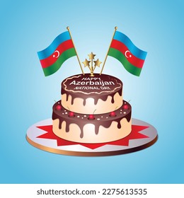 Azerbaijan Flag National Day with a Cake on a Blue Background