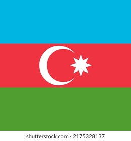 Azerbaijan flag, official colors. Vector illustration.