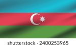 Azerbaijan flag. The official ratio. The wavy flag. Standard size. Standard color. 3d illustration. Digital illustration. Computer illustration. Vector illustration.