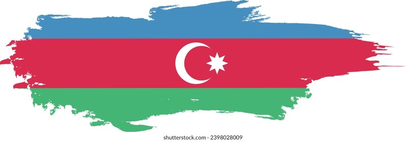 Azerbaijan flag on brush paint stroke.
