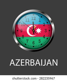 Azerbaijan flag on clock face - vector icon