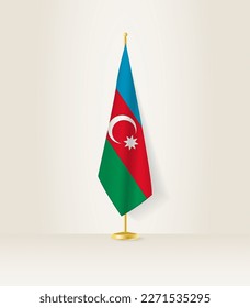 Azerbaijan flag on a flag stand. Vector illustration.