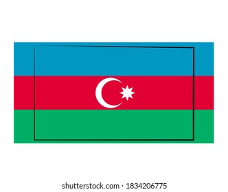 bandera de azerbaiyán sobre fondo blanco en ilustración vectorial