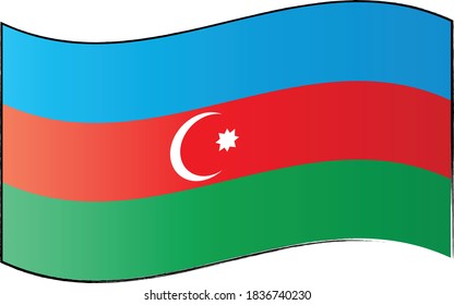 Azerbaijan flag on white background, vector illustration