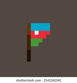 Azerbaijan flag pixel art. Vector illustration.