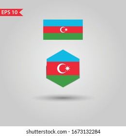 Azerbaijan flag. Poligonal Azerbaijan flag  