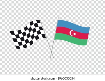 Azerbaijan flag and racing flag. Graphics and design.