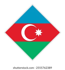 azerbaijan flag - rhombus shape icon on white background