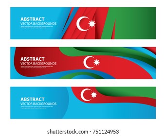 Azerbaijan Flag ribbon banner sticker poster independence military solidarity day vector illustration isolated background Baku Design