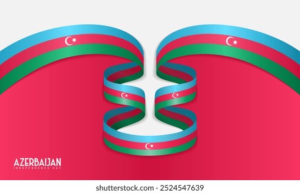 Azerbaijan flag ribbon waving. Template for Azerbaijan independence day poster design