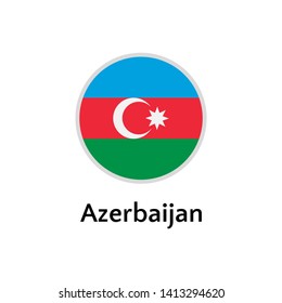 Azerbaijan flag round flat icon, european country vector illustration