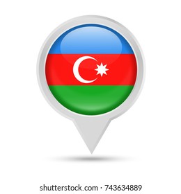 Azerbaijan Flag Round Pin Vector Icon - Illustration