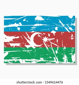 Azerbaijan flag with scratches, vector flag of Azerbaijan.