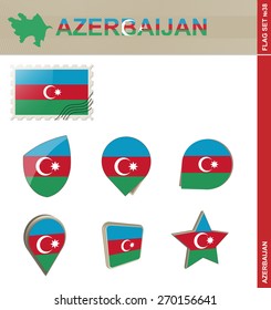 Azerbaijan Flag Set, Flag Set #38. Vector.