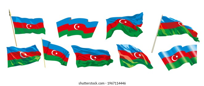 azerbaijan flag set collection vector style