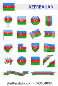 Azerbaijan Flag Set - Vector Illustration