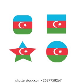 Azerbaijan Flag Shape Vector Set