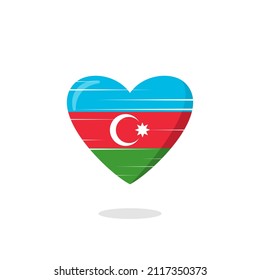 Azerbaijan flag shaped love illustration. Floating flag love icon. Nationality concept.