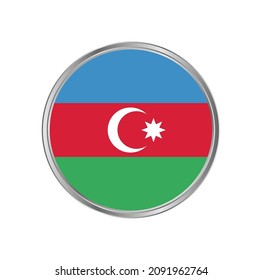 Bandera de Azerbaiyán con diseño vectorial de marco plateado