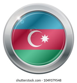 An Azerbaijan flag silver icon isolated on a white background