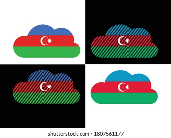 Azerbaijan flag simple cloud illustration and pattern on black&white background EPS10