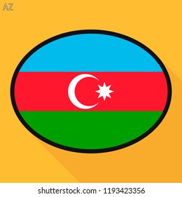 Azerbaijan flag speech bubble, social media communication sign, flat business oval icon.