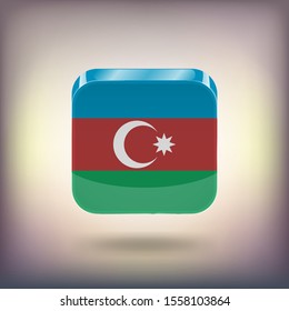 Azerbaijan flag as square icon, vector flag of Azerbaijan