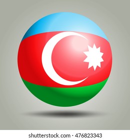 Azerbaijan flag texture on ball on grey background. 