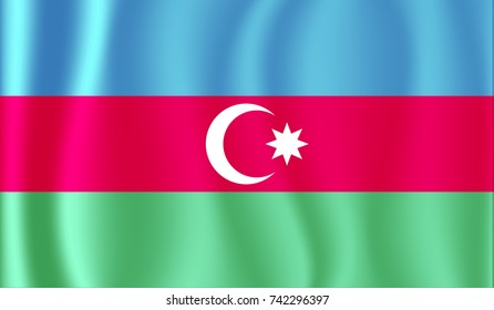 Azerbaijan flag vector. Vector Azerbaijan flag blowig in the wind. 
