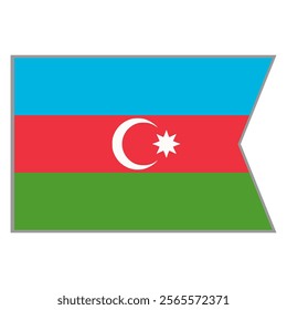 Azerbaijan flag vector design and illustration , National flag country with original color, Pennon flag
