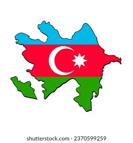 Azerbaijan flag vector illustration, fits Azerbaijan country map frame, on isolated white background, cool for sticker, emblem, badge
banners, t-shirts, etc.