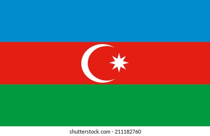 Azerbaijan flag vector illustration isolated. Country in Asia national symbol. Patriotic sign. Emblem Azerbaijan banner.